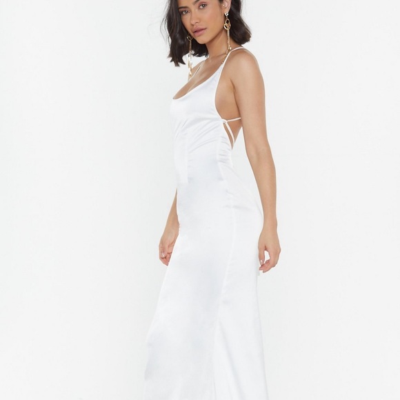NWT NastyGal Satin Strappy Dress - Picture 2 of 8